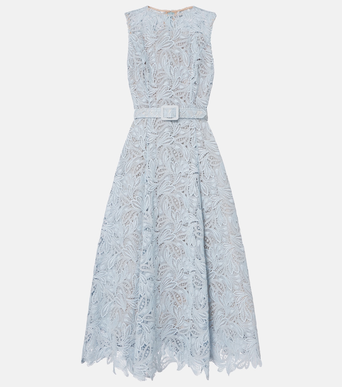 Abito midi in pizzo con cintura | Oscar de la Renta