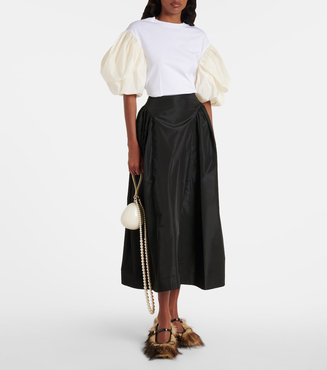 Grip faux fur and canvas mules | Simone Rocha