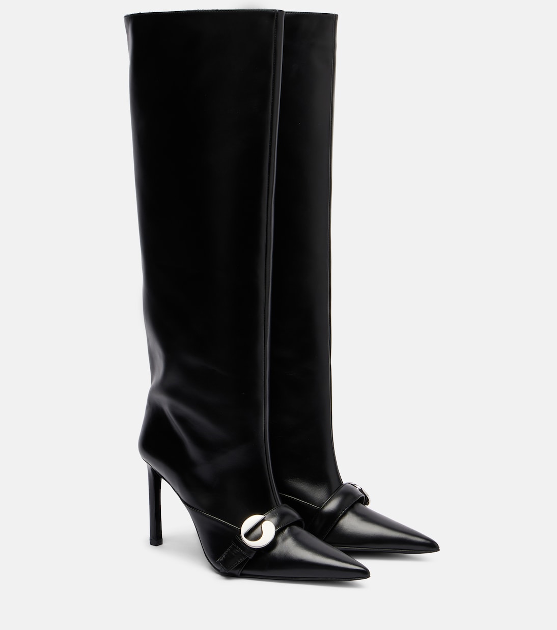 Logo leather knee-high boots | Coperni