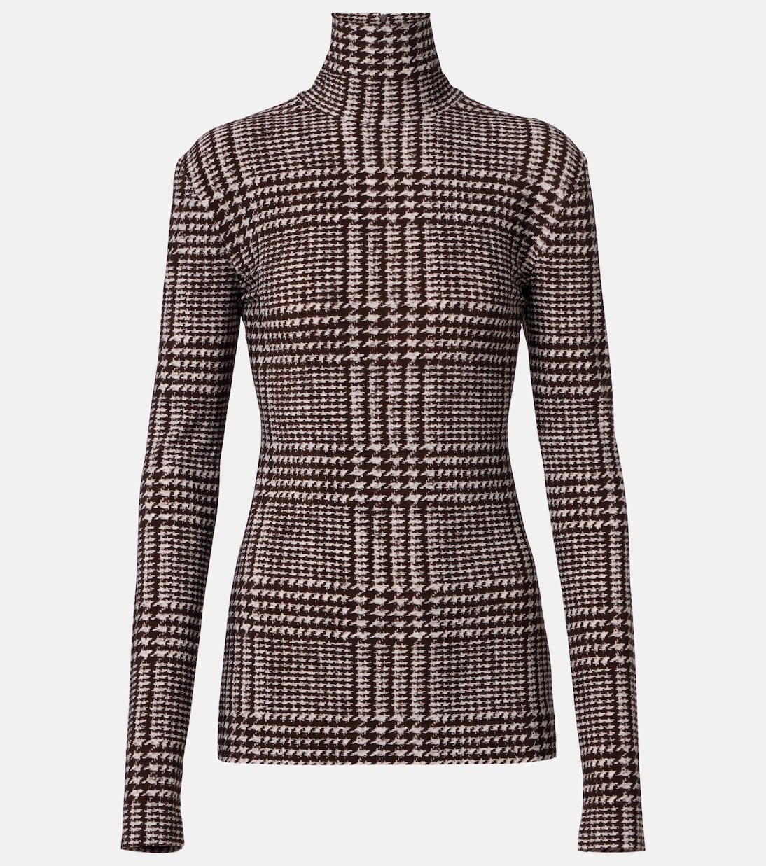 Prince of Wales check turtleneck top | Norma Kamali