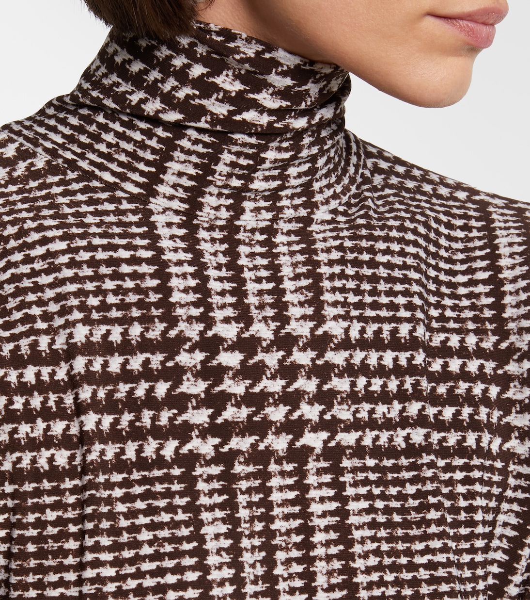 Prince of Wales check turtleneck top | Norma Kamali