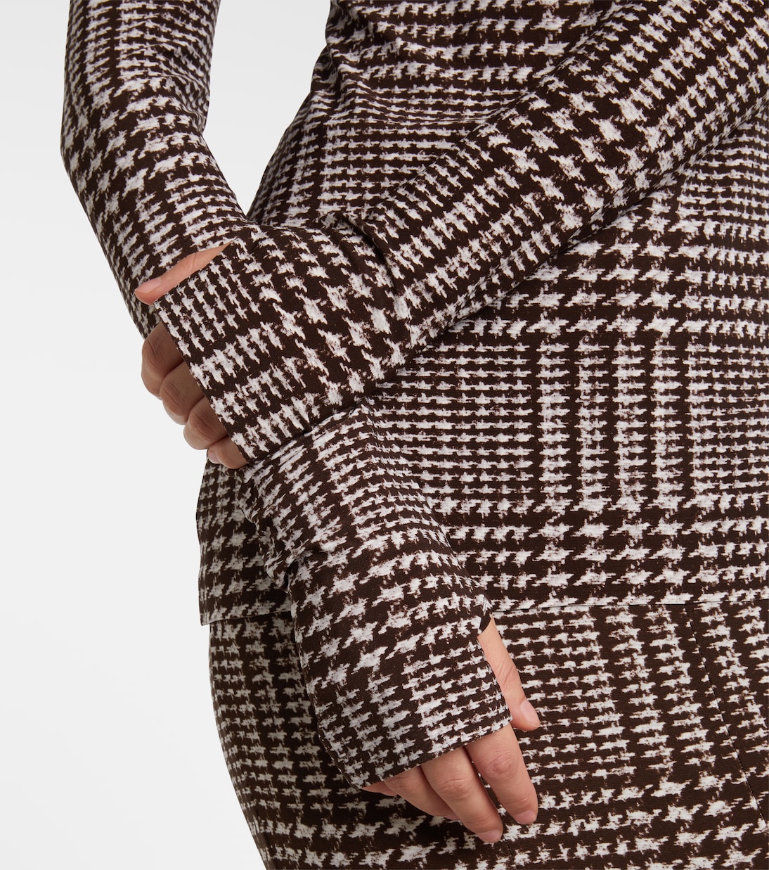 Prince of Wales check turtleneck top | Norma Kamali