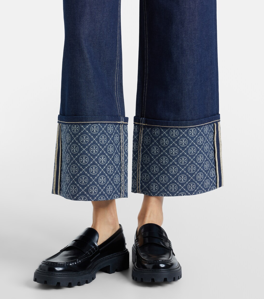 Monogram wide-leg jeans | Tory Burch
