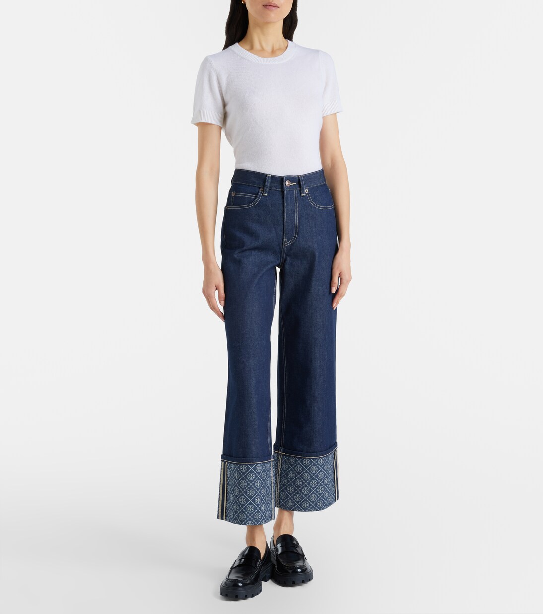 Monogram wide-leg jeans | Tory Burch