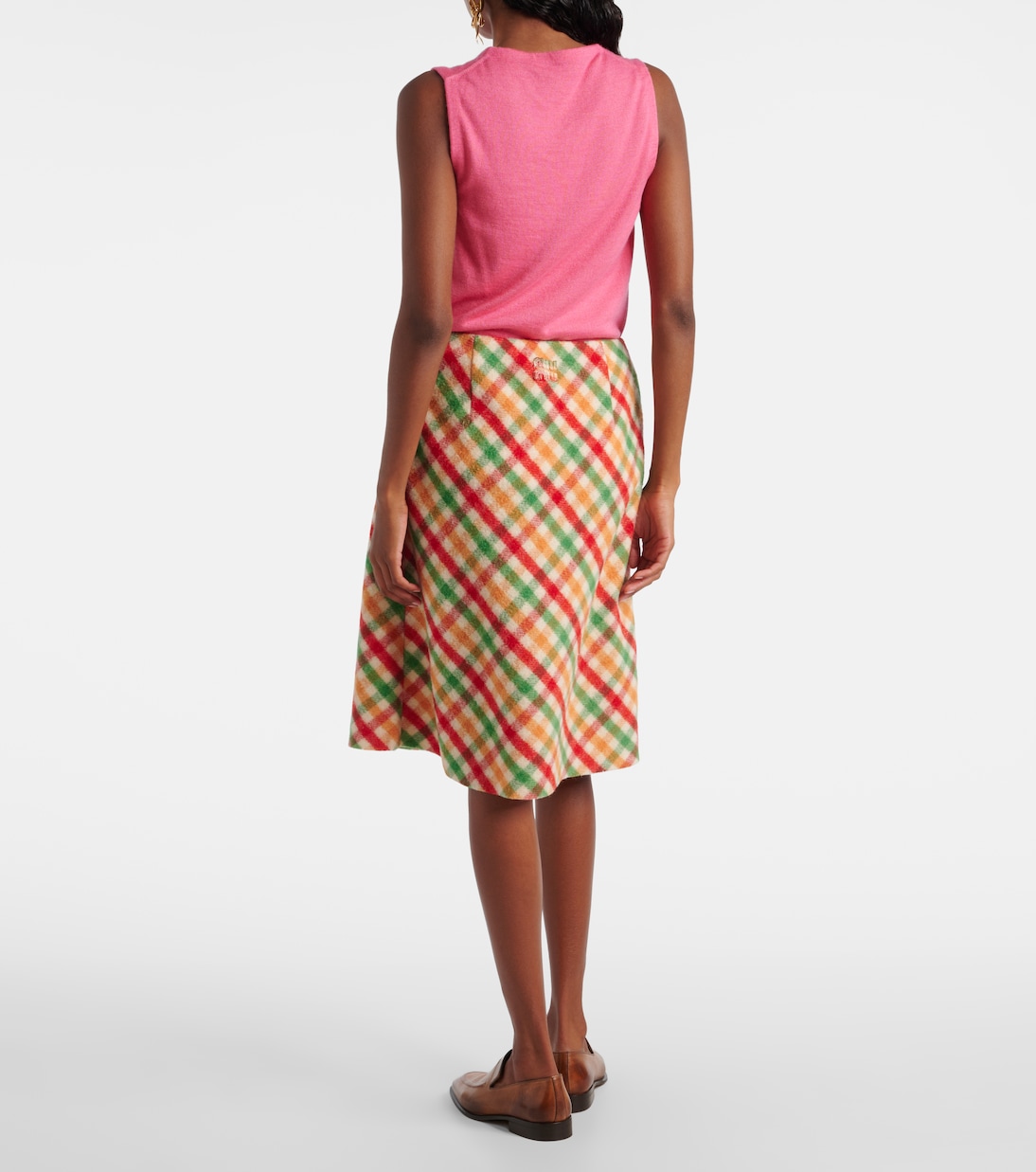 Checked wool-blend pencil skirt | Miu Miu