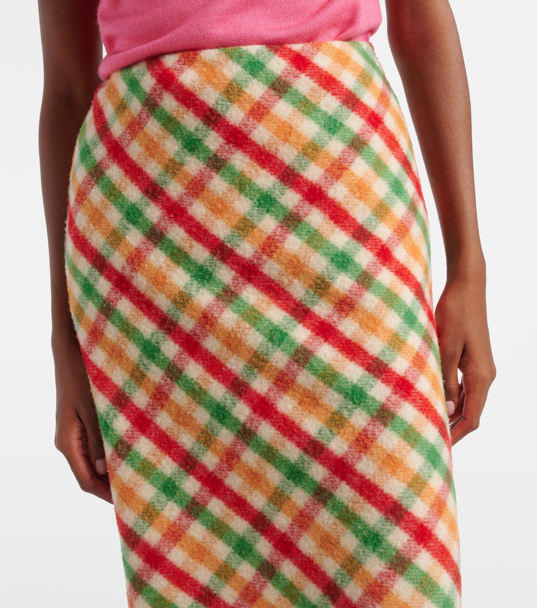 Checked wool-blend pencil skirt | Miu Miu
