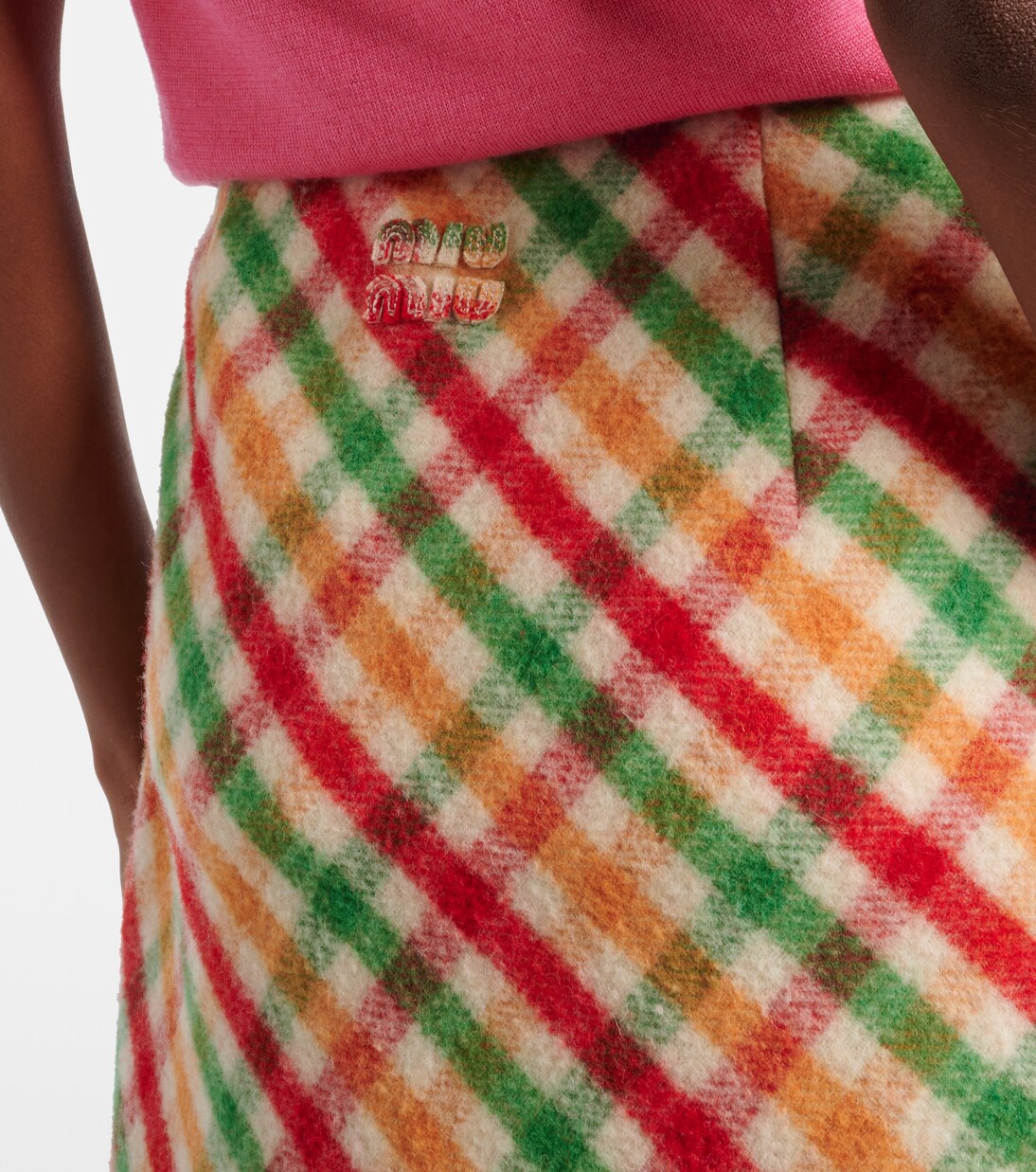 Checked wool-blend pencil skirt | Miu Miu