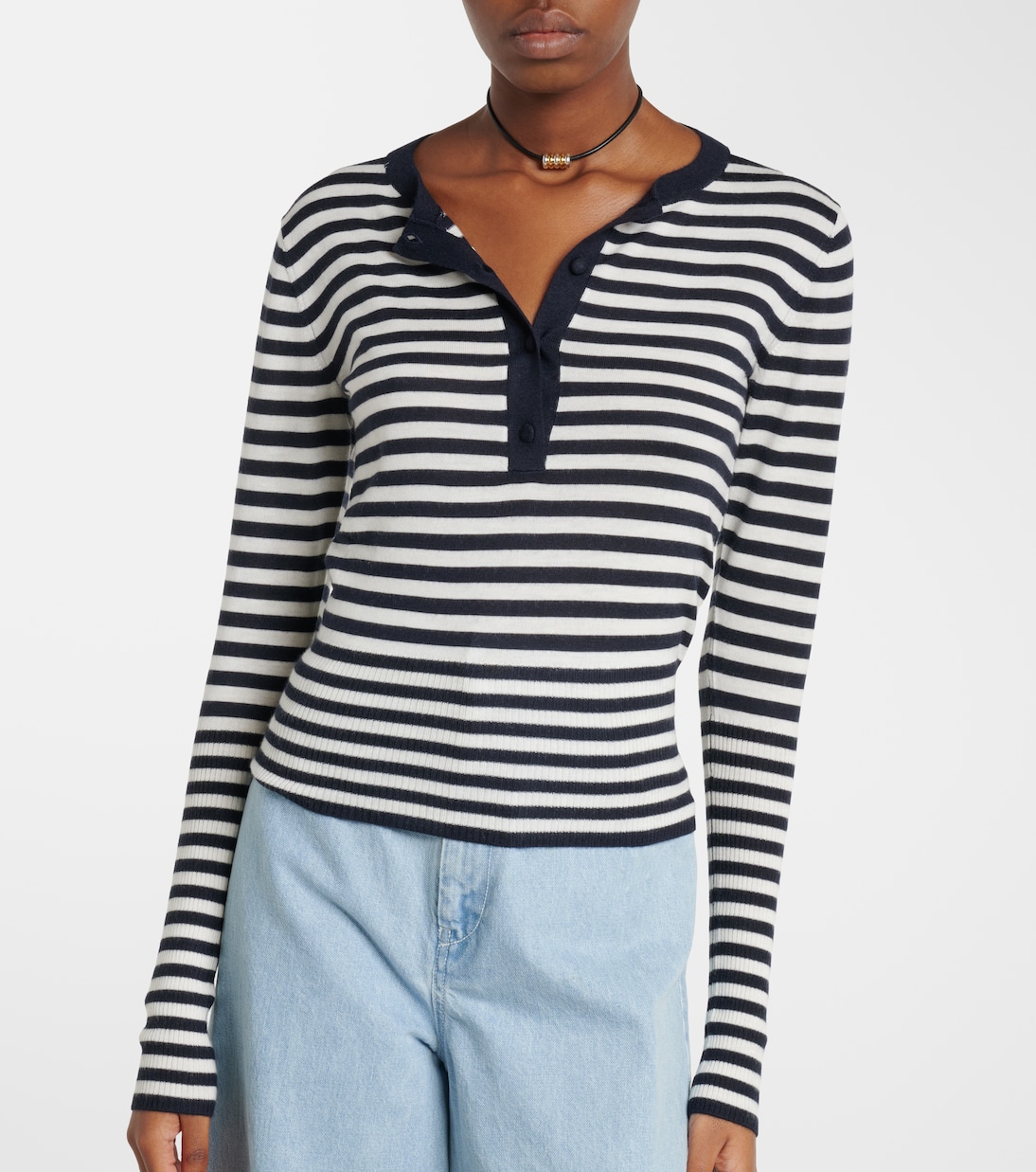 Striped cashmere Henley sweater | Max Mara