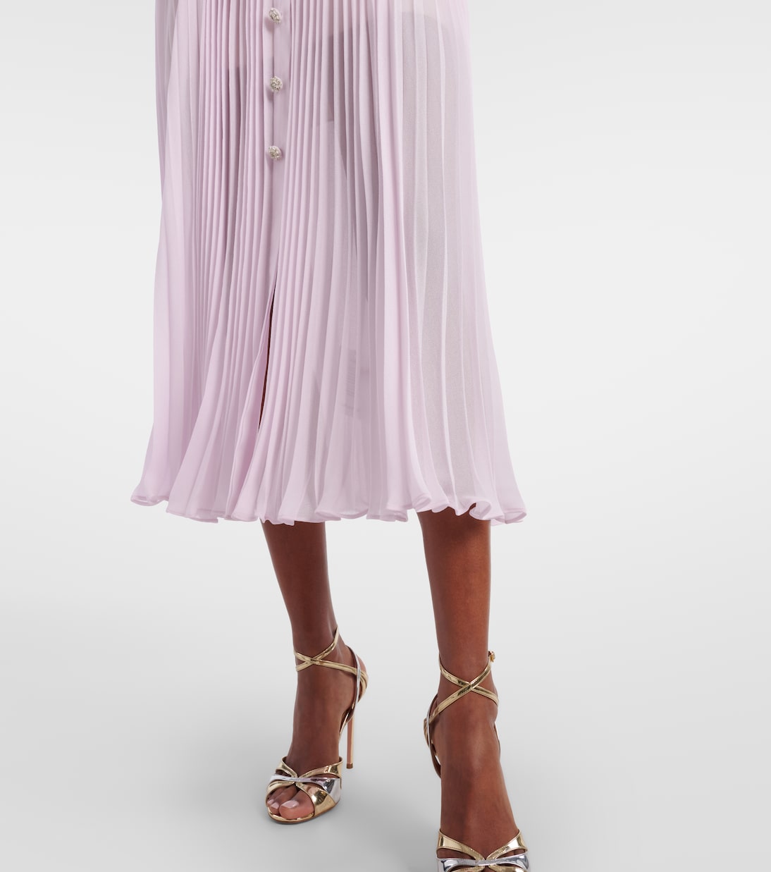 Embellished pleated georgette shirt dress | Self-Portrait