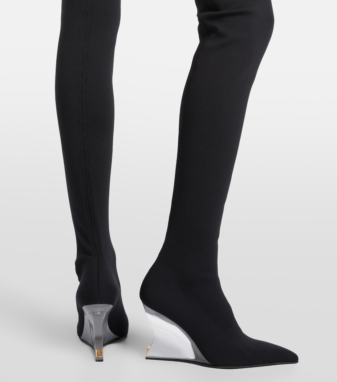 بوت ويدج محبوك لفوق الركبة | Balmain