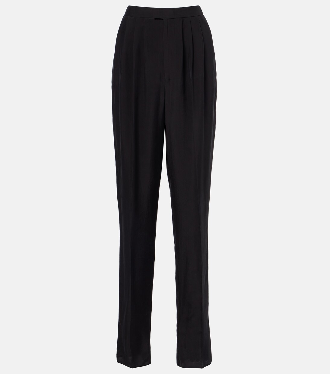 Pleated silk straight pants | Saint Laurent
