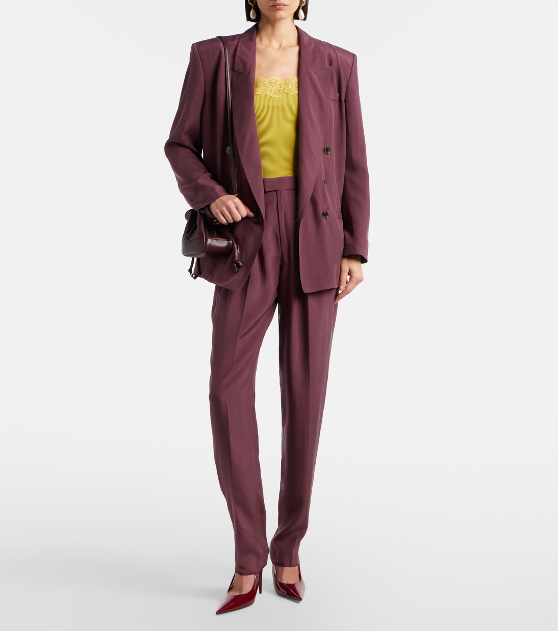 Pleated silk straight pants | Saint Laurent