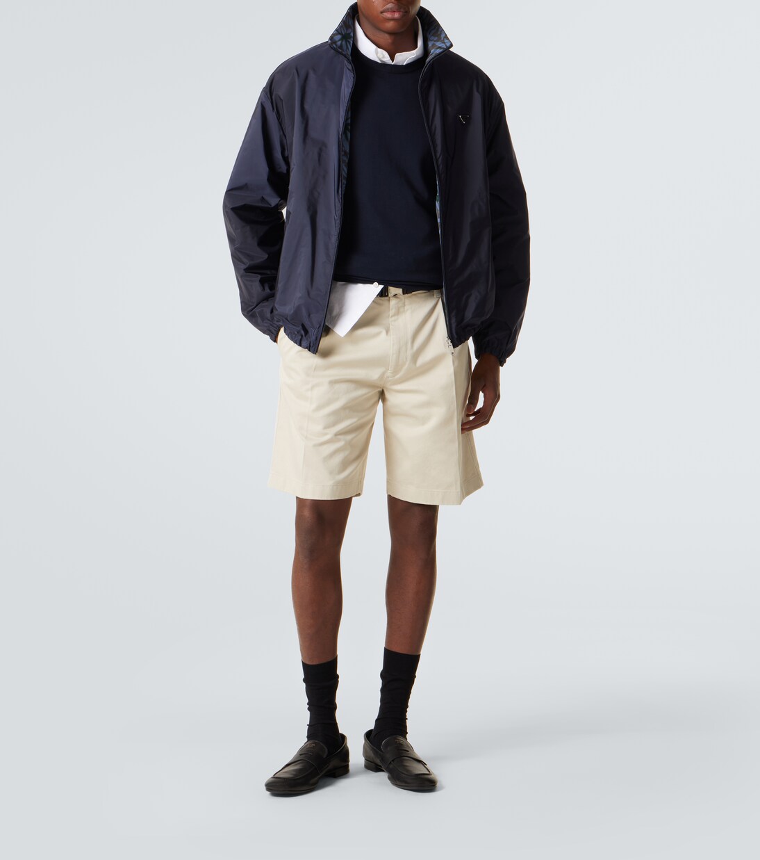 Pleated cotton Bermuda shorts | Prada