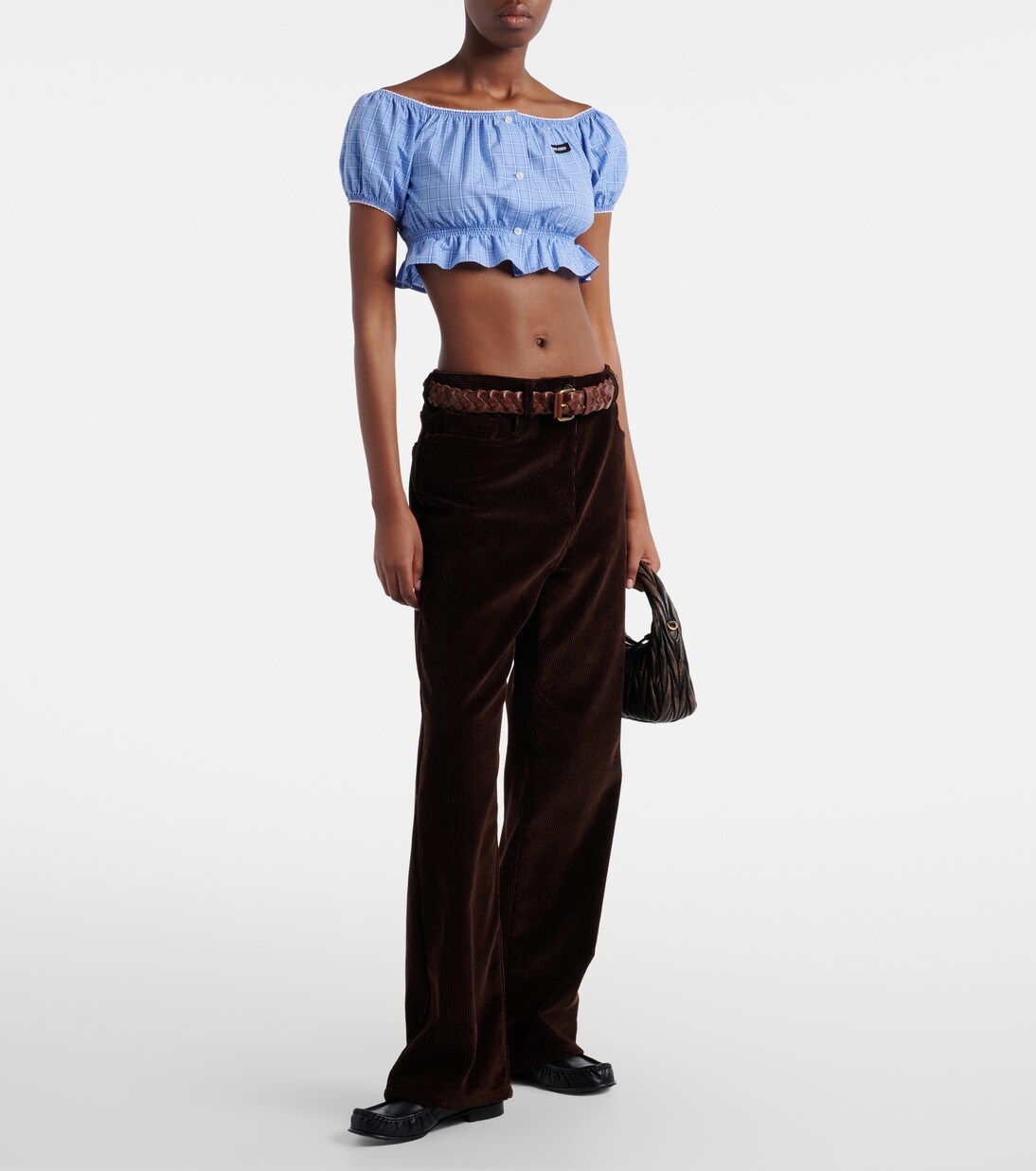 Checked cotton poplin crop top | Miu Miu