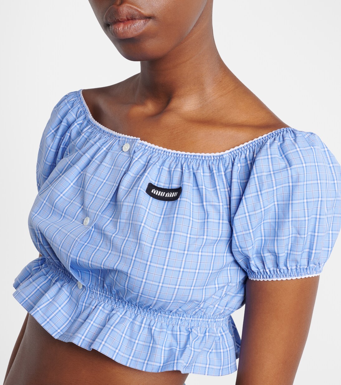 Checked cotton poplin crop top | Miu Miu