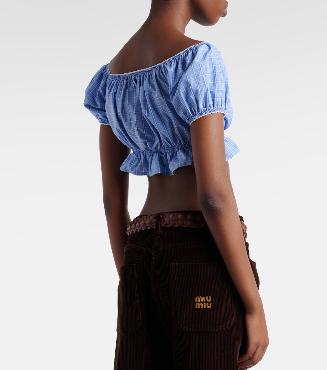 Checked cotton poplin crop top | Miu Miu