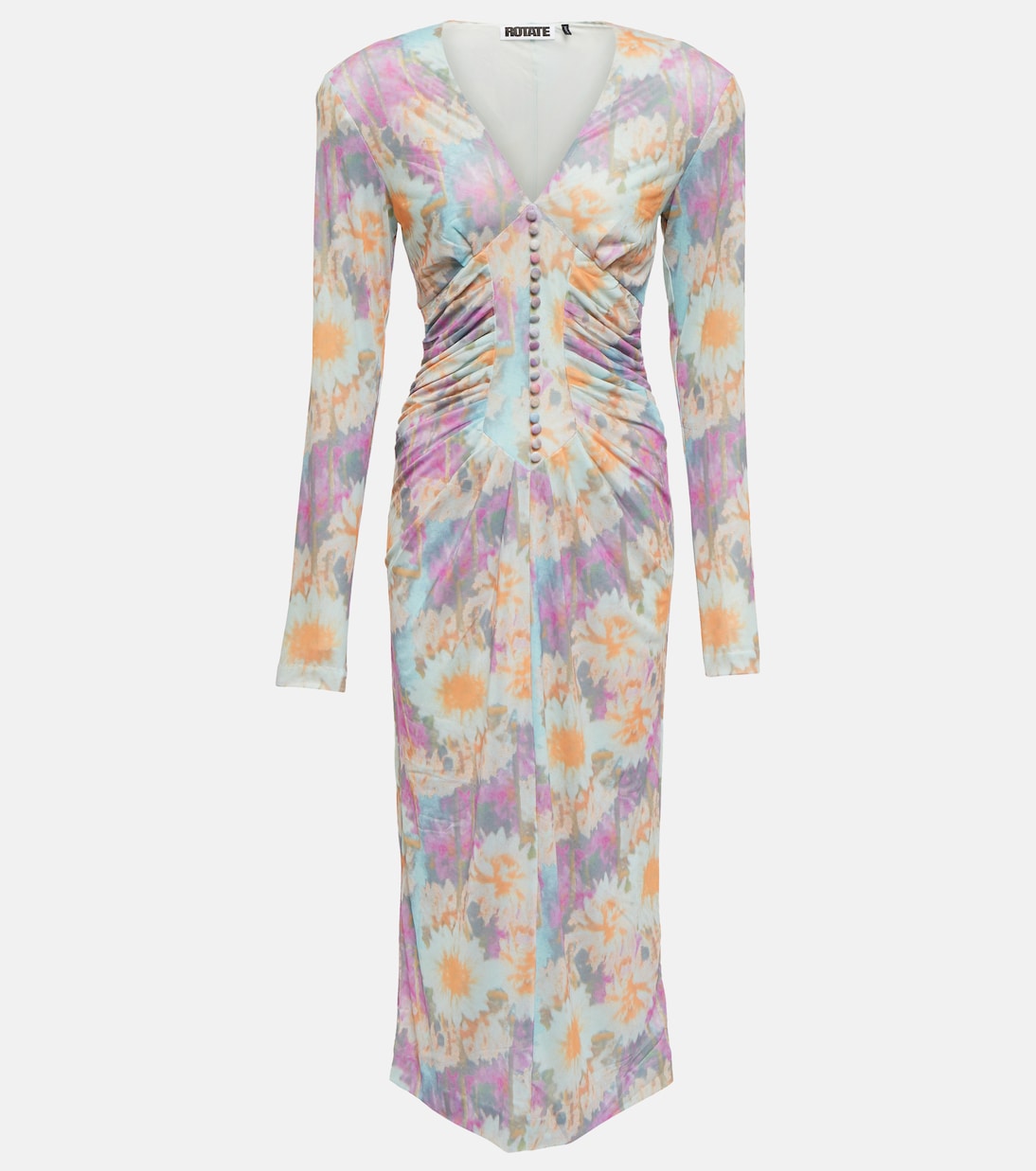 Heather floral ruched midi dress | Rotate