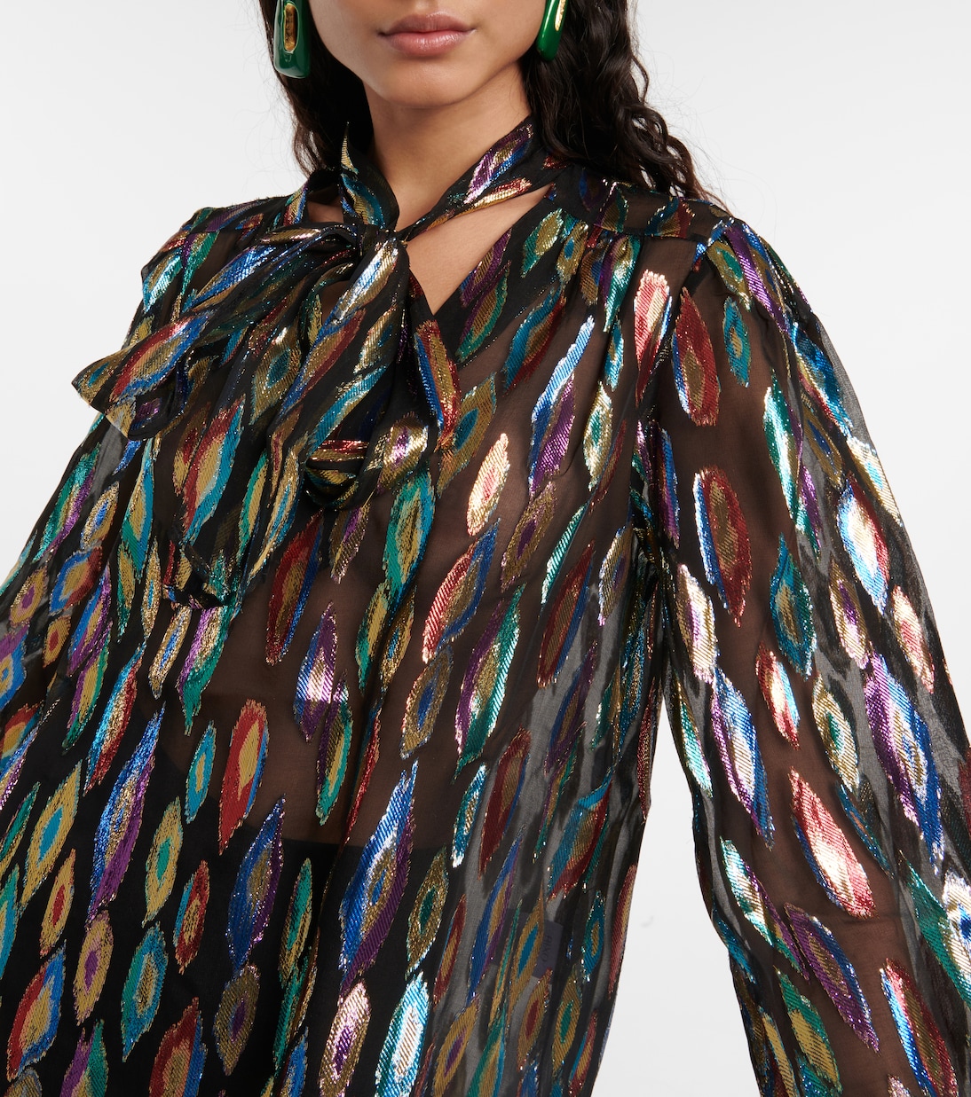Blouse Moss en jacquard de soie mélangée | Rixo