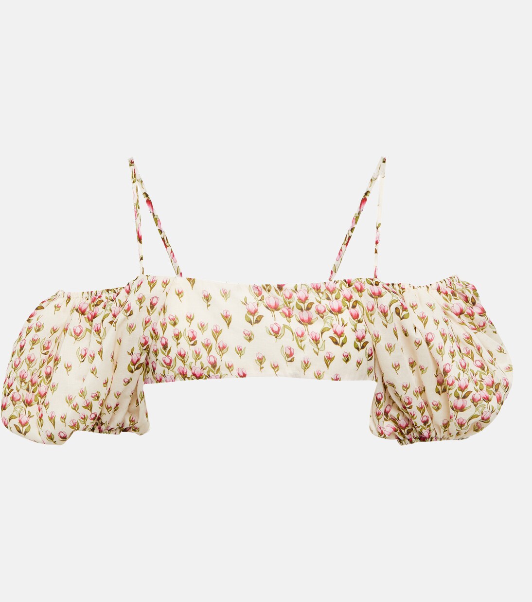 Top cropped a fiori con scollo bardot | Giambattista Valli