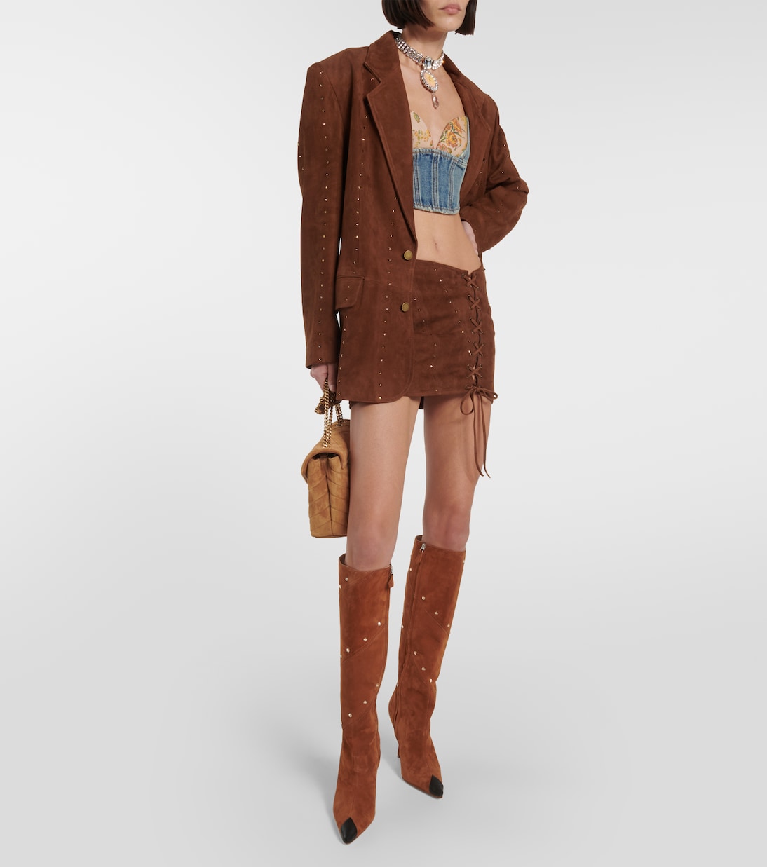 Embellished suede knee-high boots | Alessandra Rich
