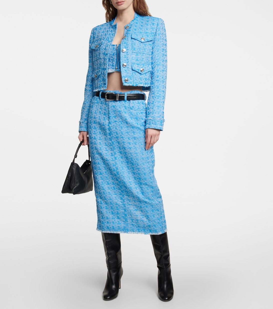 Falda midi Guinevere de tweed | Staud