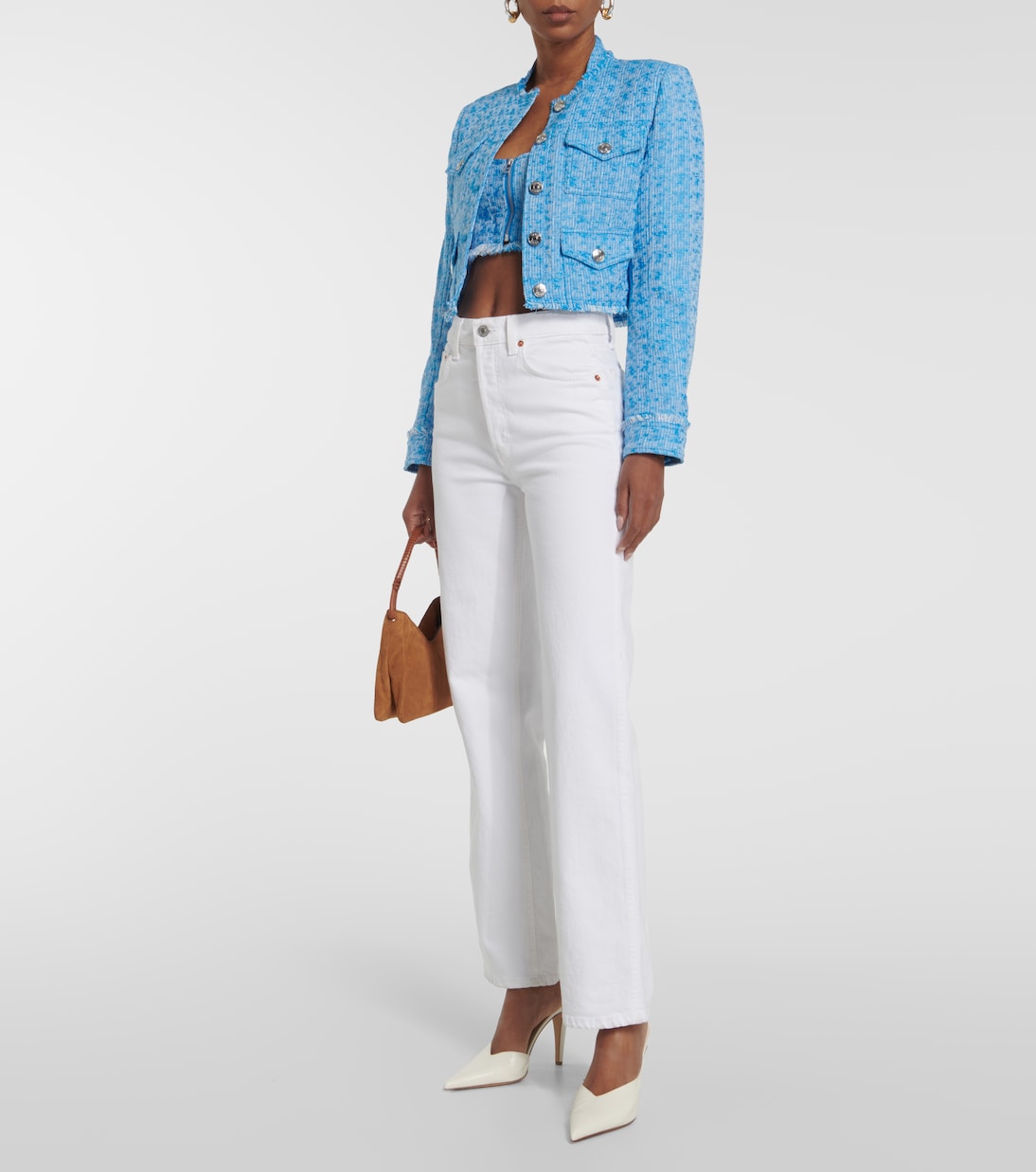 Top raccourci Becca en tweed | Staud