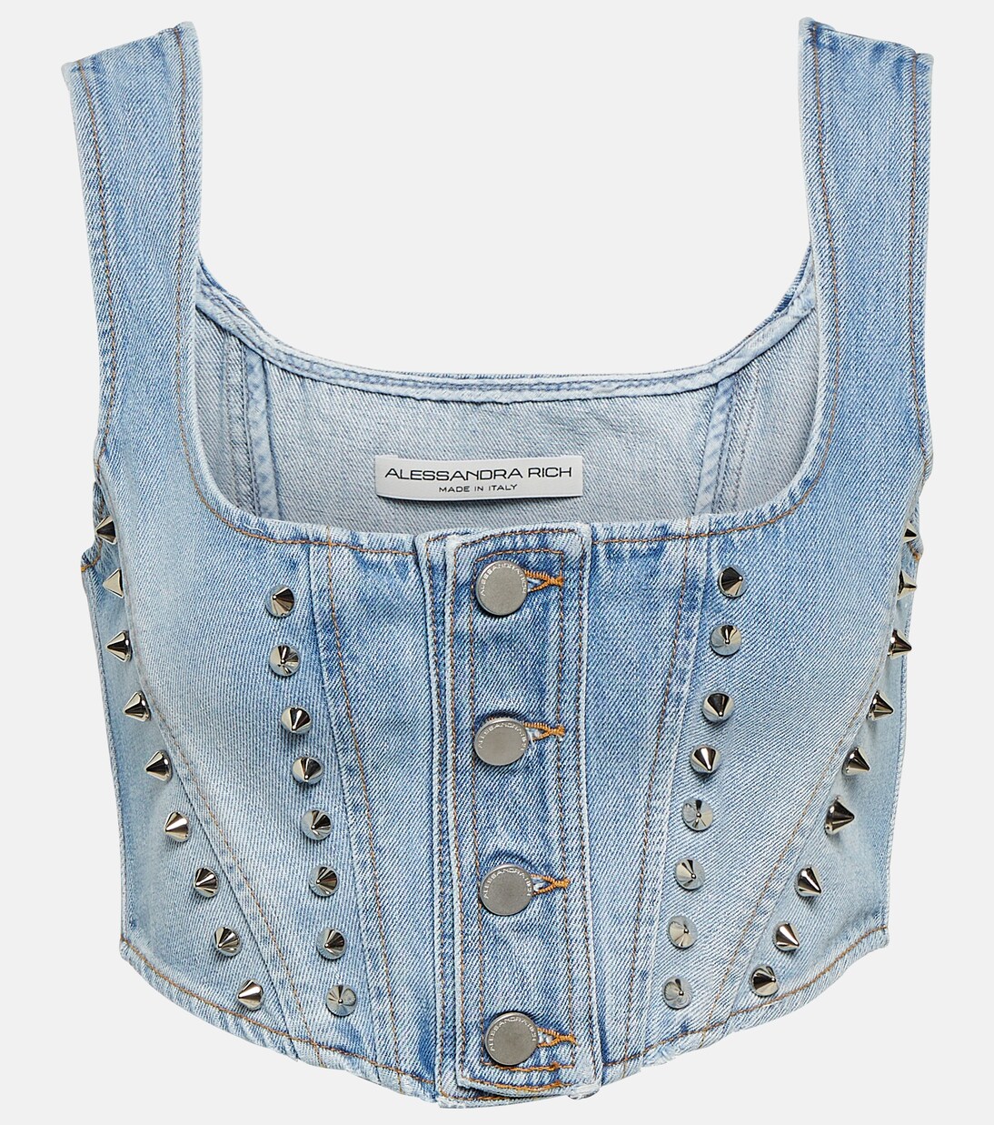 Top raccourci en jean | Alessandra Rich