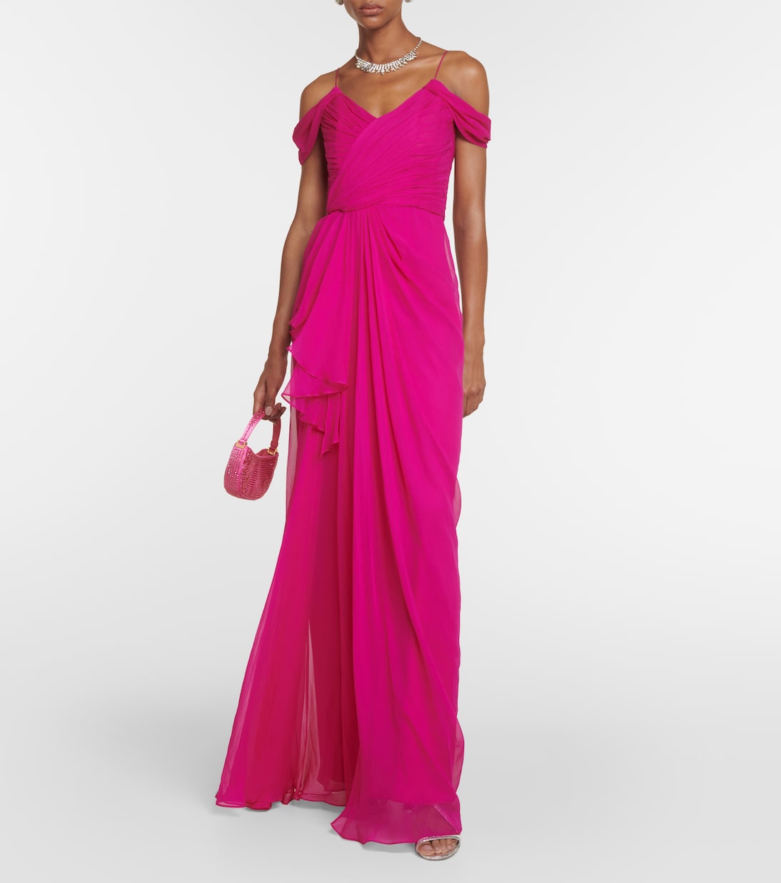 Draped silk gown | Costarellos