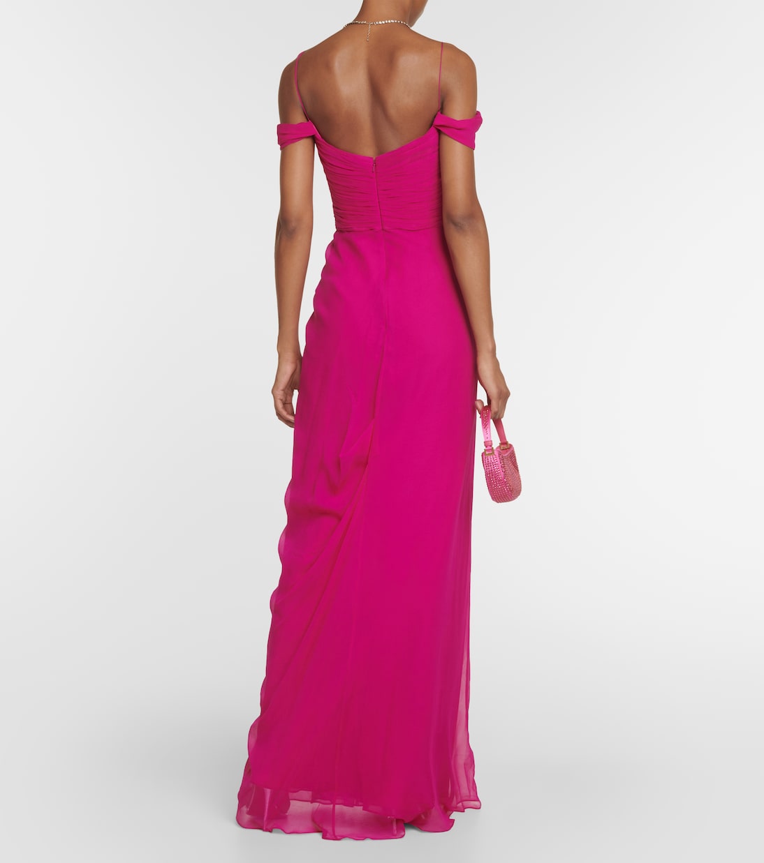 Draped silk gown | Costarellos