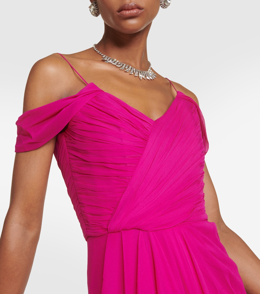 Draped silk gown | Costarellos