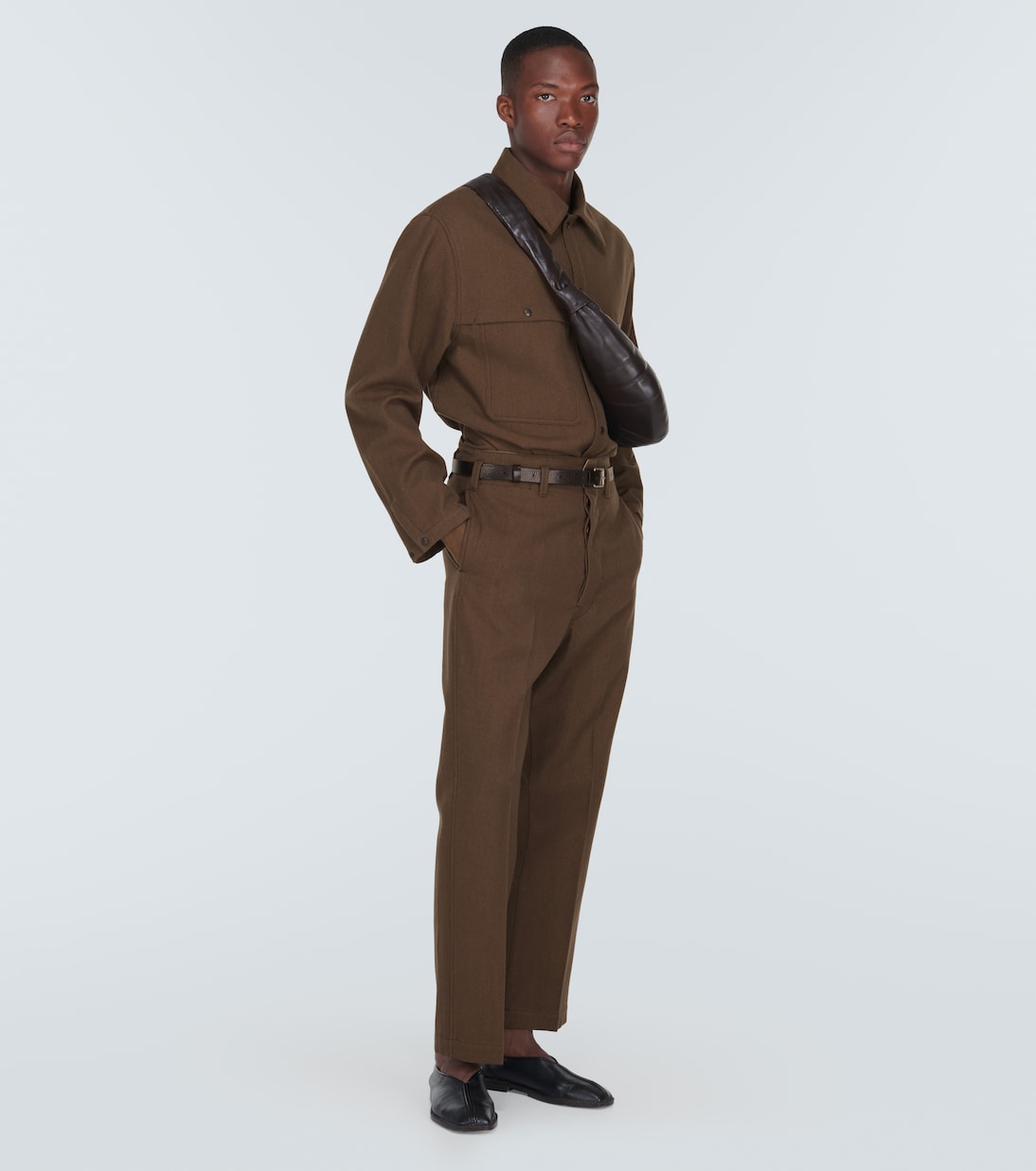 Maxi cotton and wool chinos in brown - Lemaire | Mytheresa
