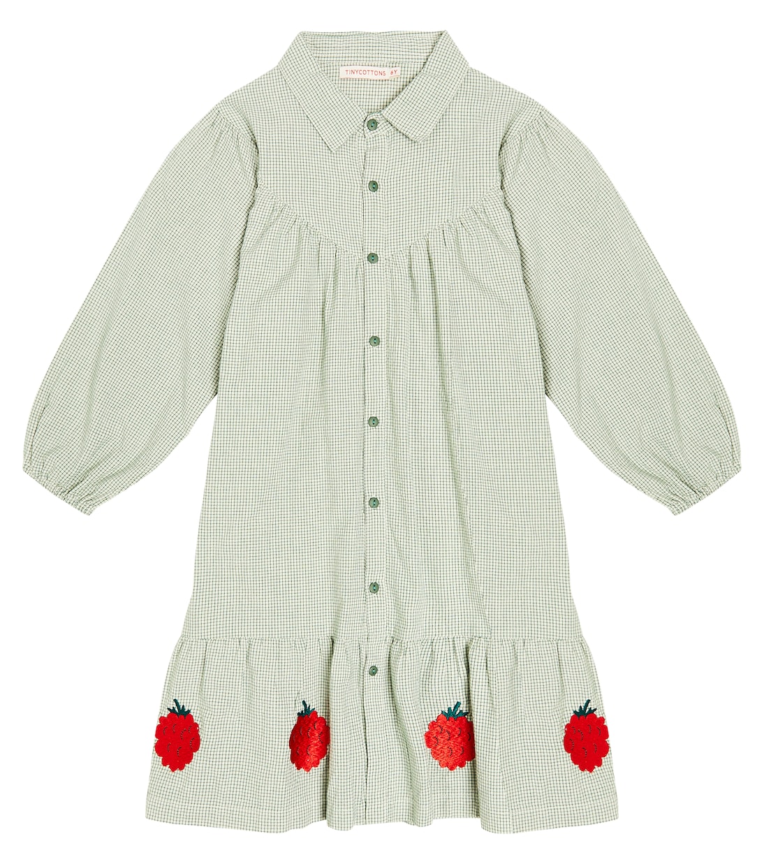 Abito Raspberries in cotone a quadri | Tinycottons