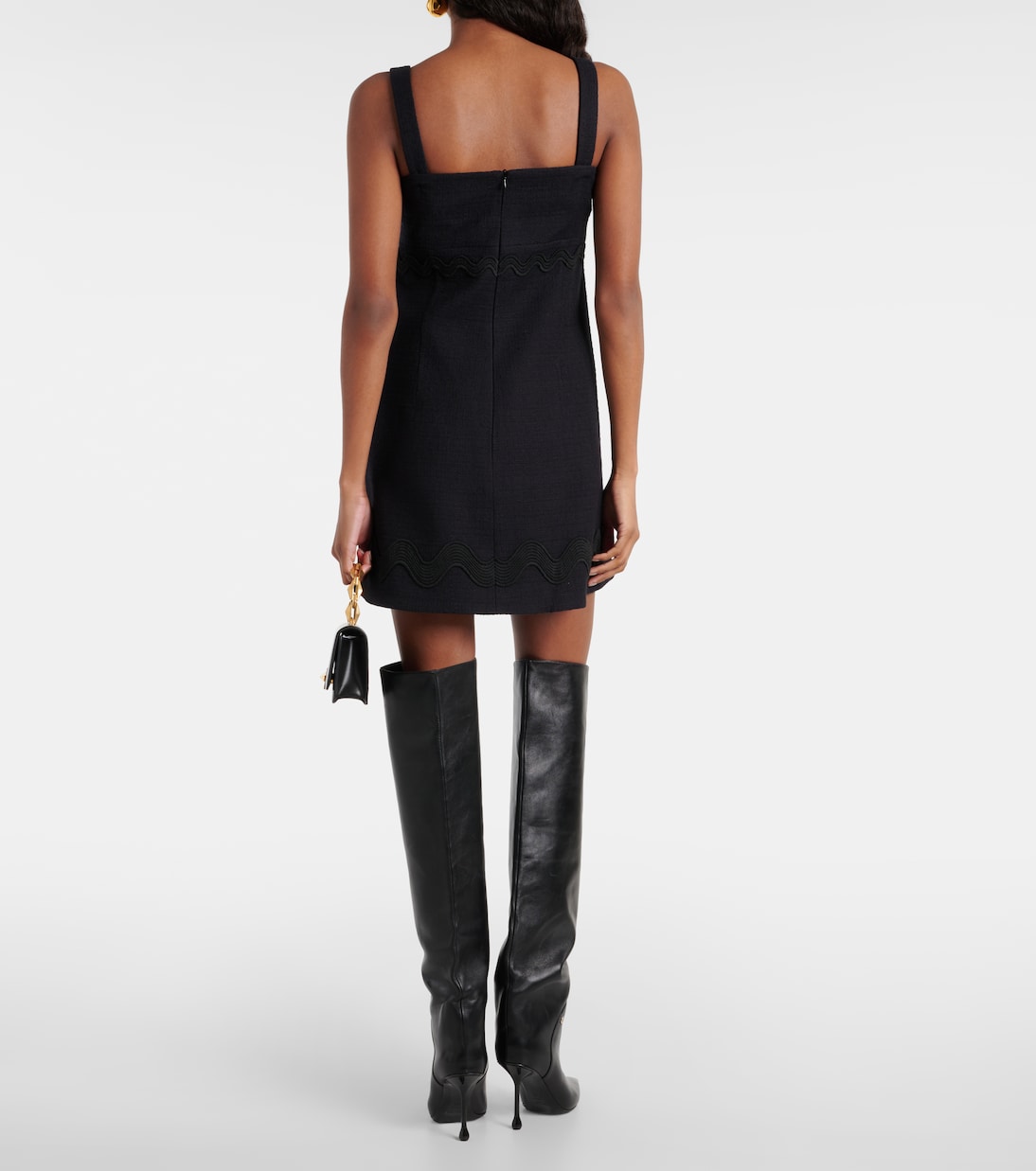Bow-detail cotton-blend tweed minidress  | Patou