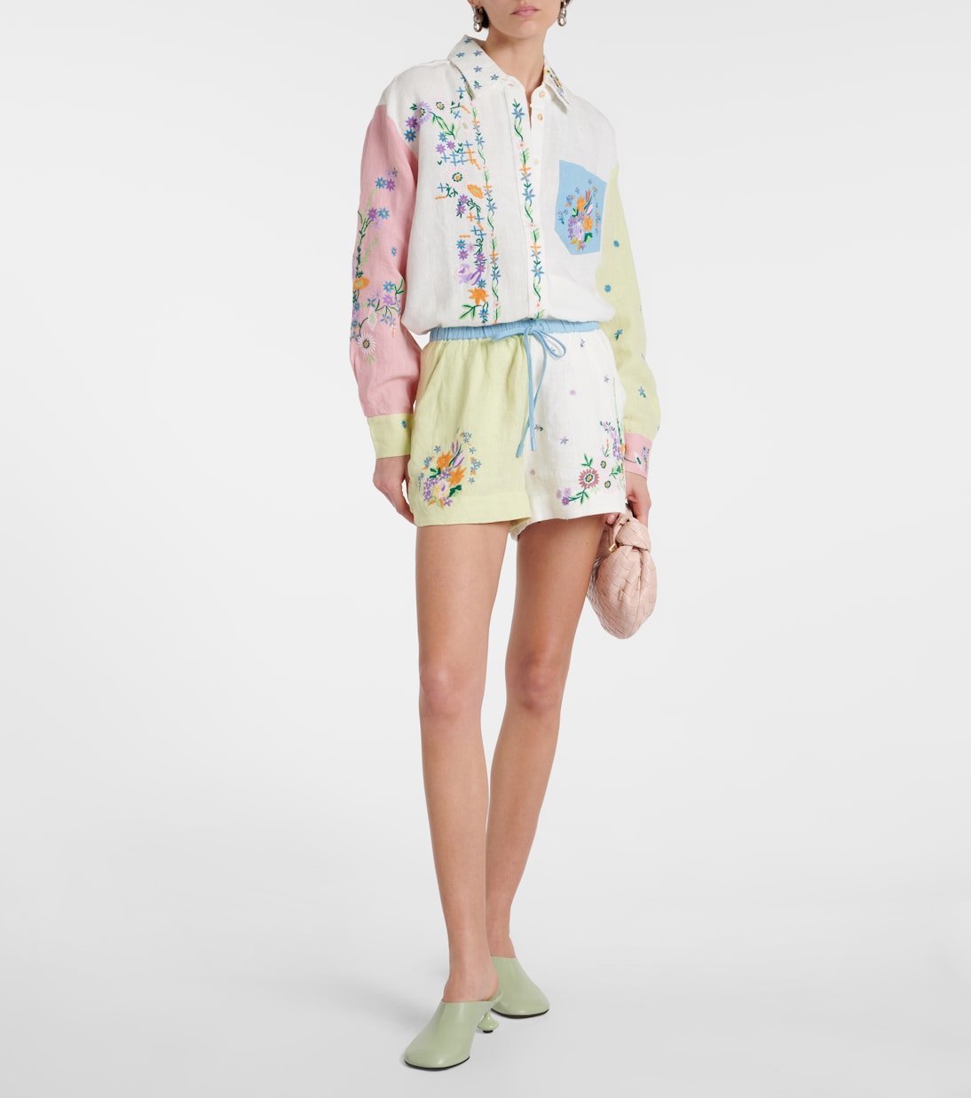 Shorts Willa in lino con ricamo | Alémais