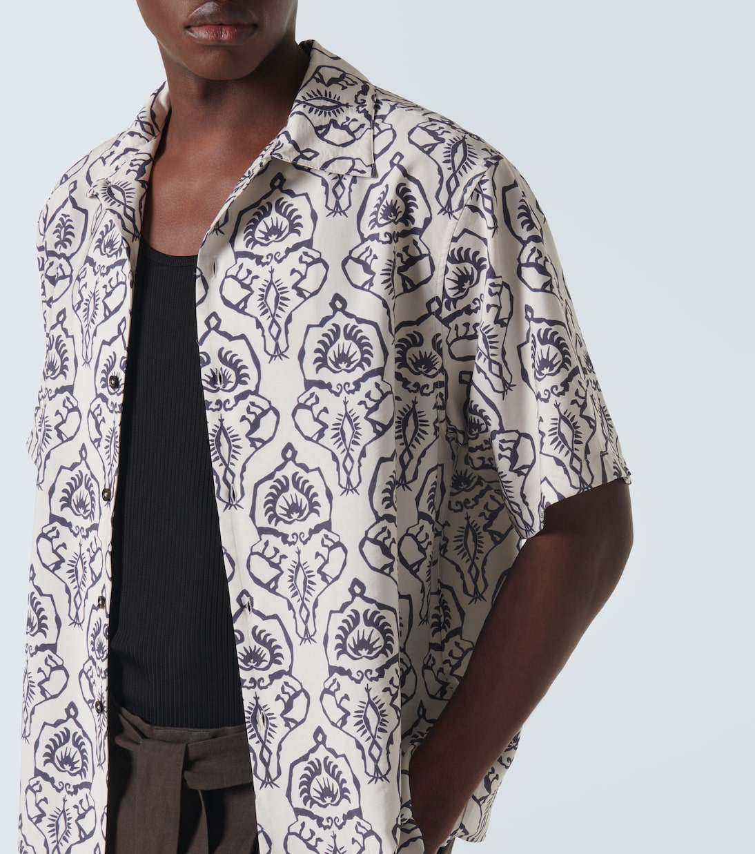 Chemise en coton mélangé à fleurs | Commas