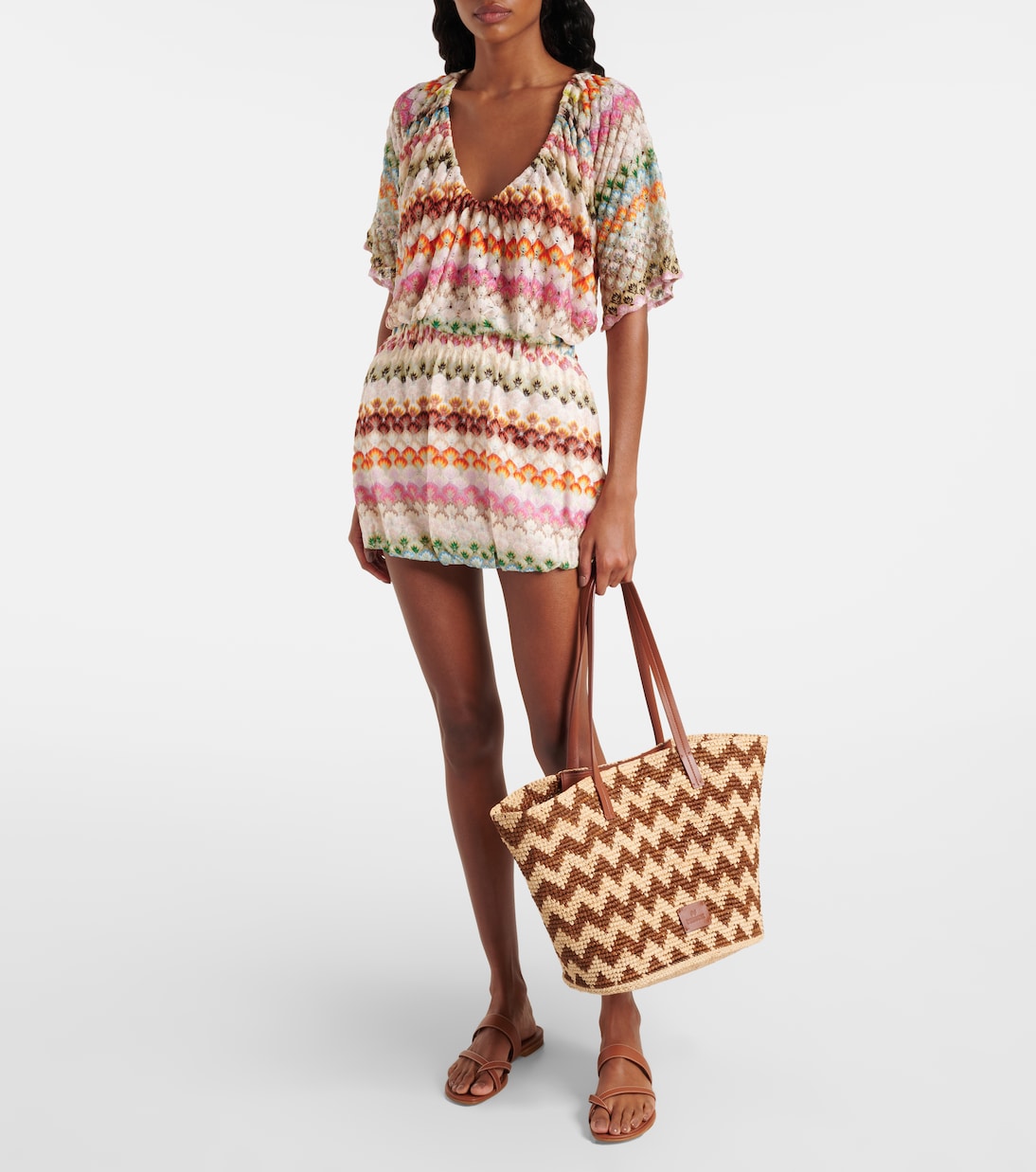 Cabas Zigzag Large en raphia et cuir | Missoni