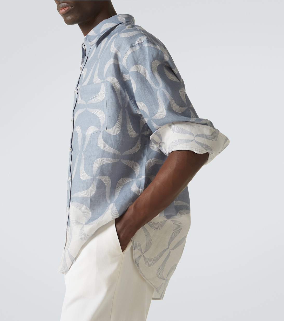 Camicia Mantra in lino con stampa | Commas