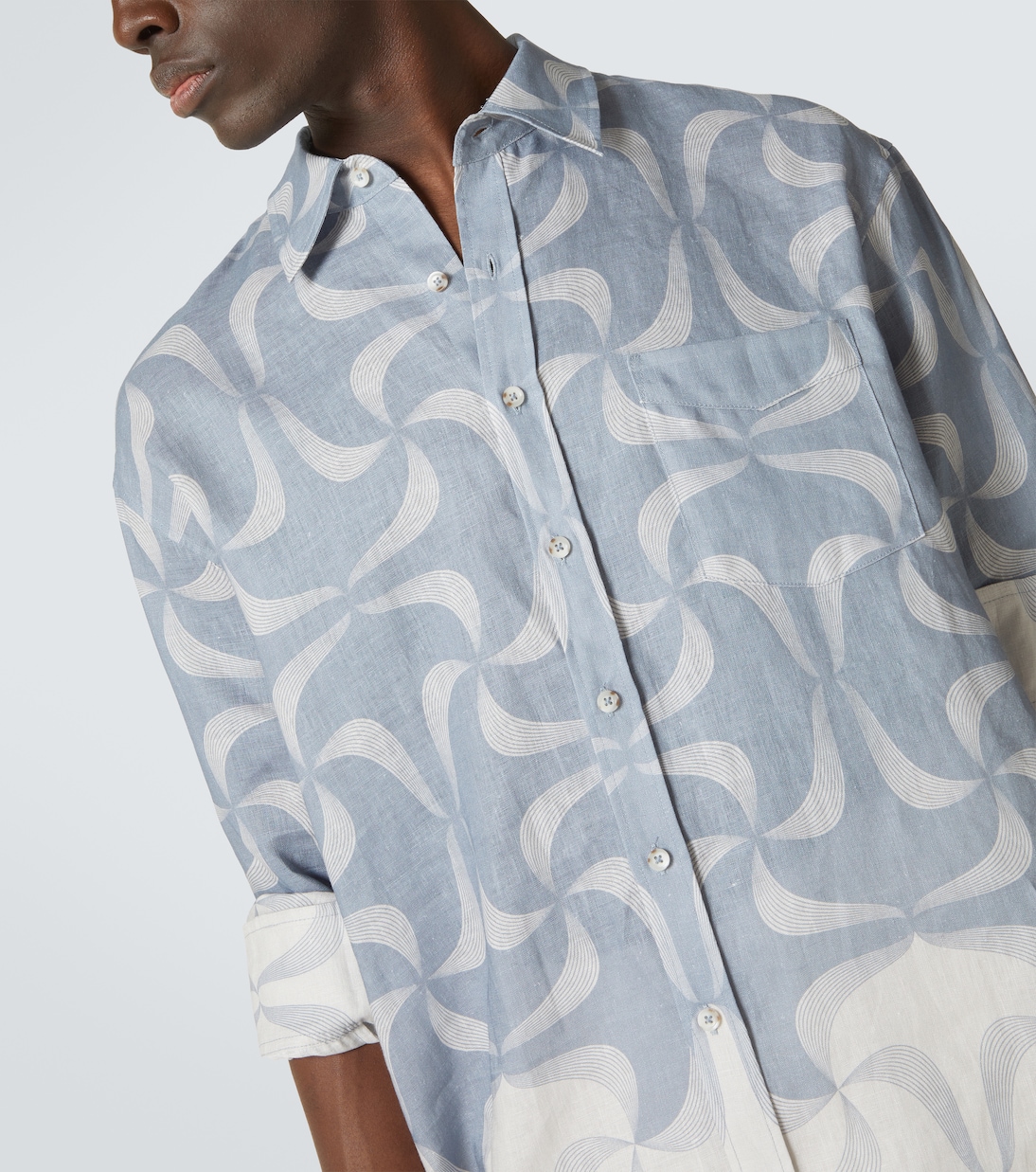 Camicia Mantra in lino con stampa | Commas
