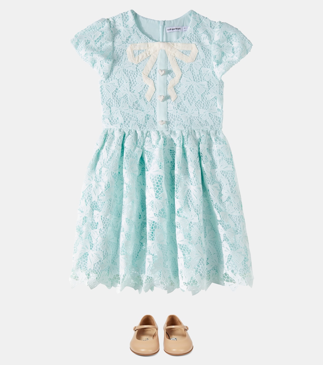 Vestido de encaje con lazo | Self-Portrait Kids