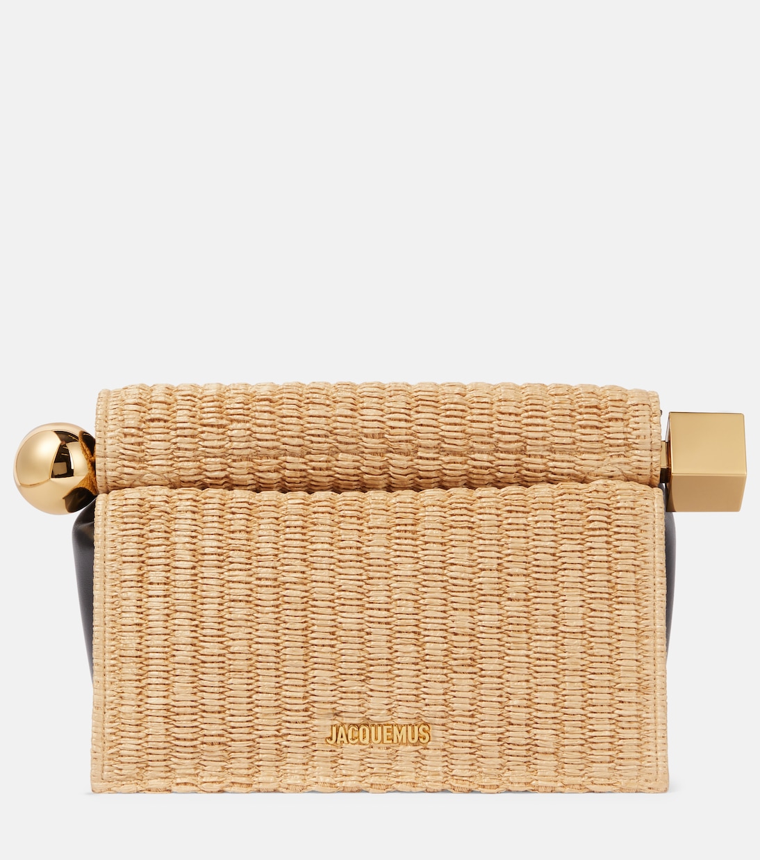 Rond Carré woven raffia-effect clutch | Jacquemus