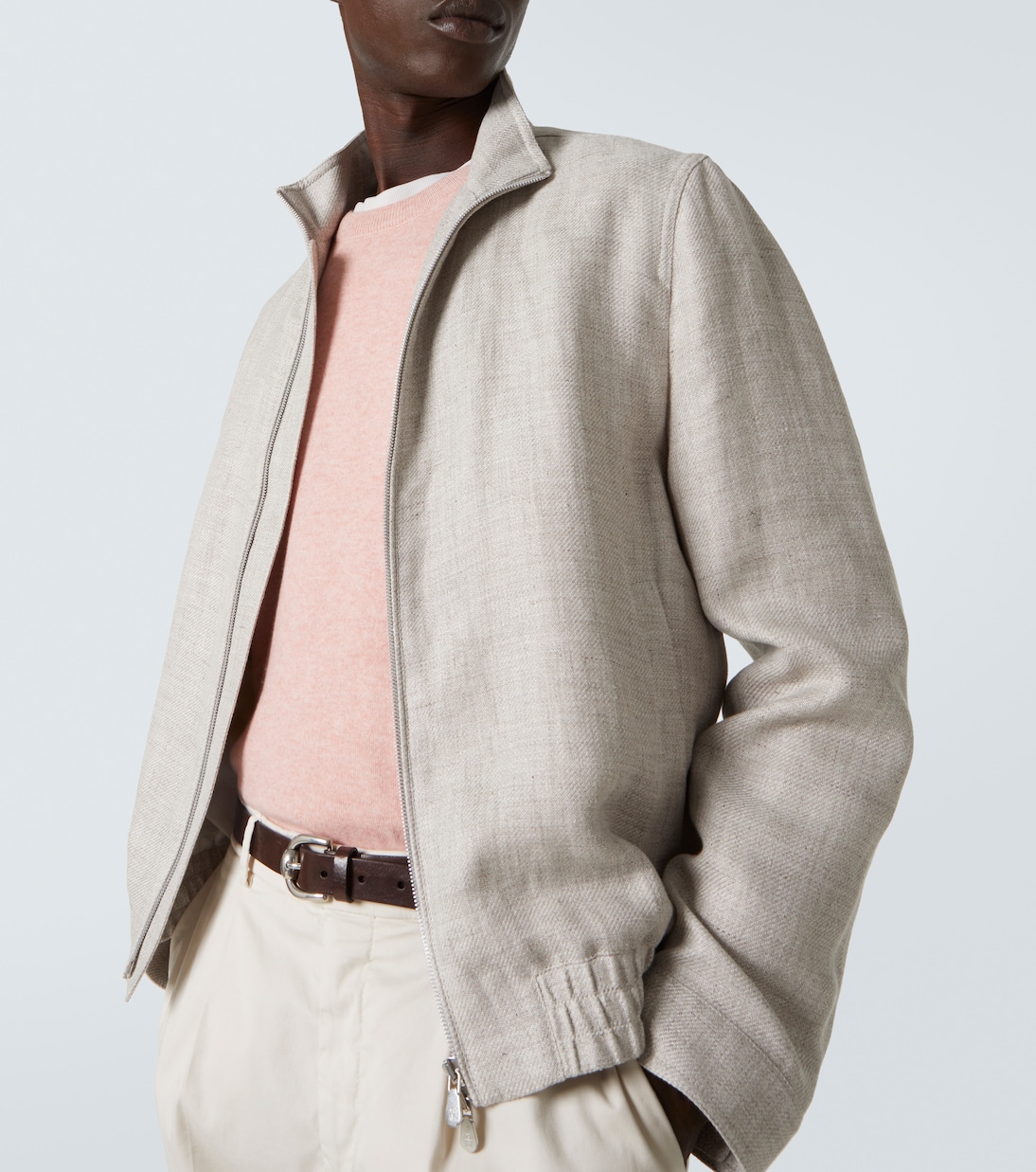 Linen, wool and silk bomber jacket | Brunello Cucinelli