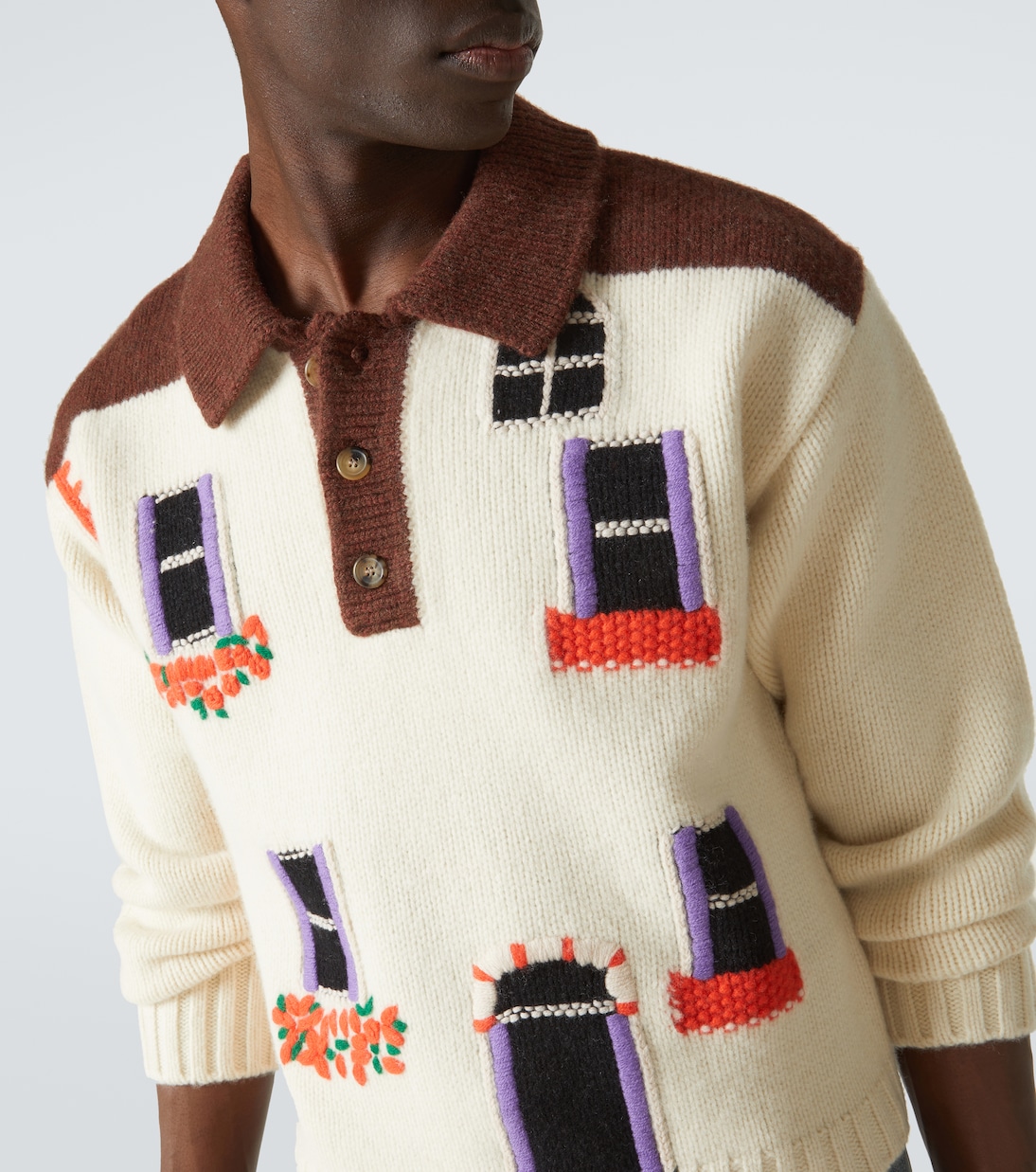 House intarsia wool polo sweater | JW Anderson