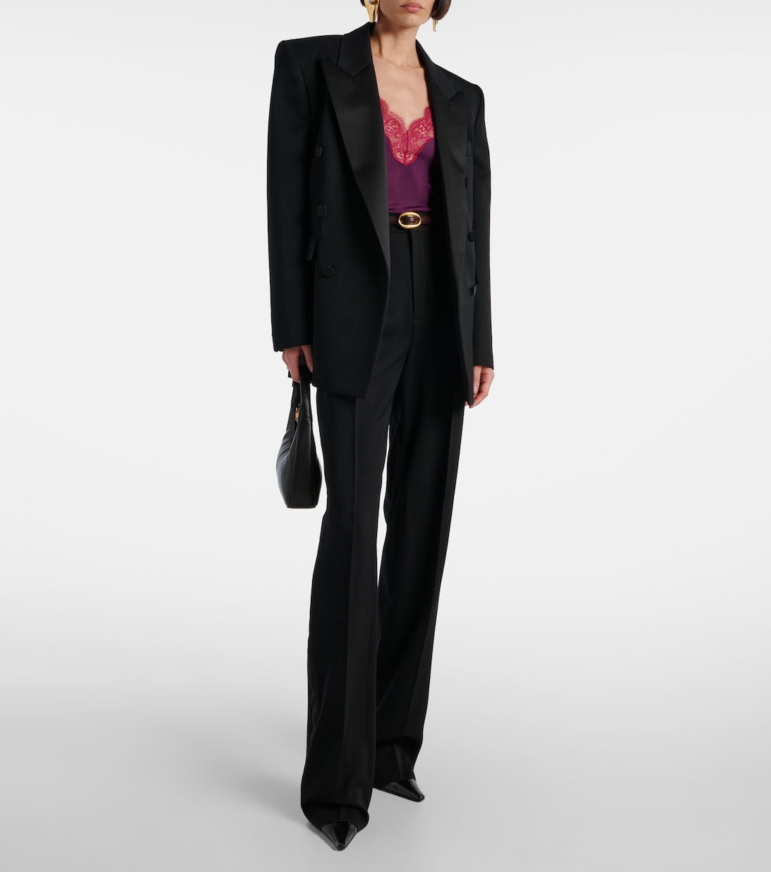 Tank top in seta con pizzo | Saint Laurent