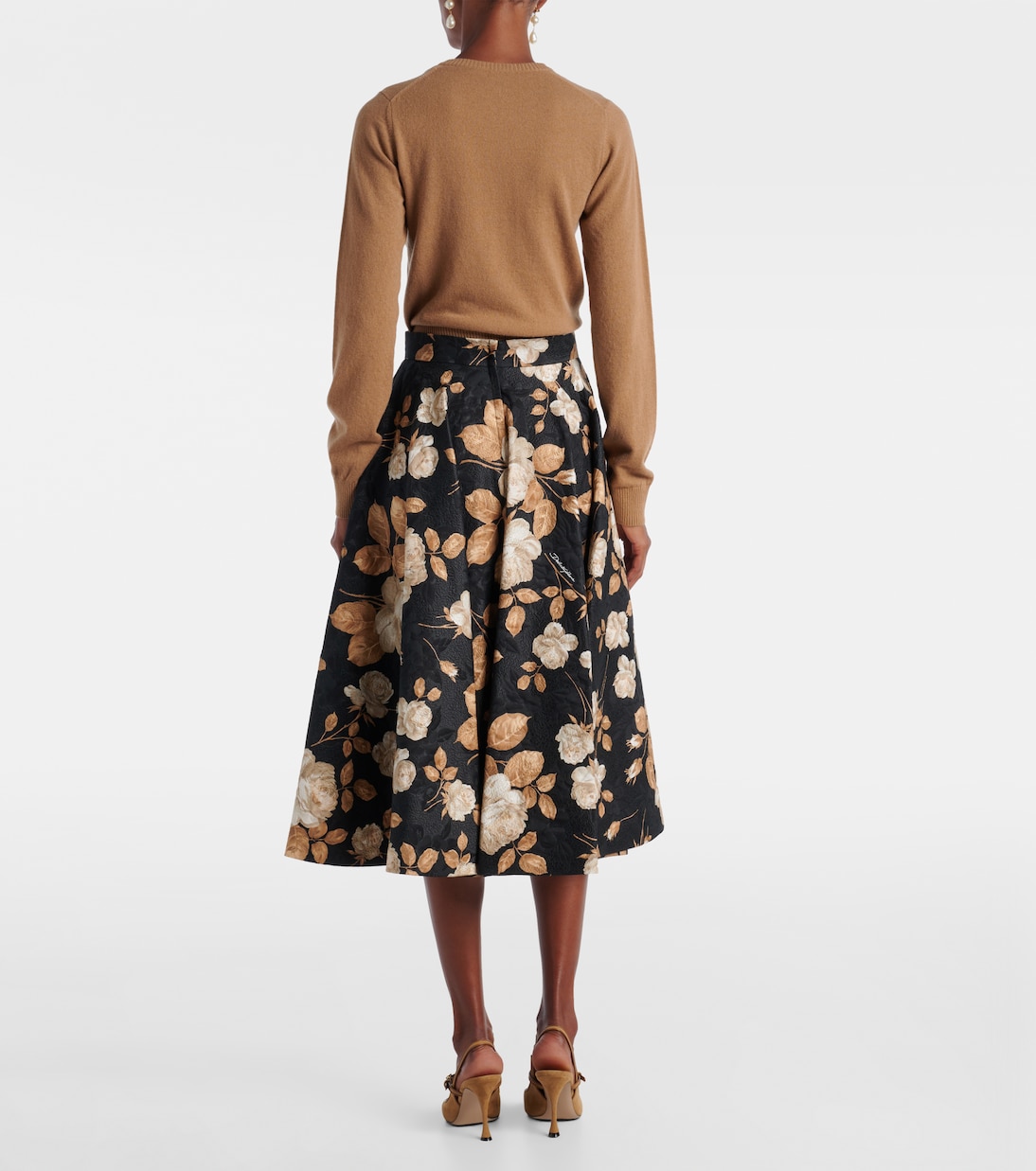 Cotton and silk-blend brocade midi skirt | Dolce&Gabbana