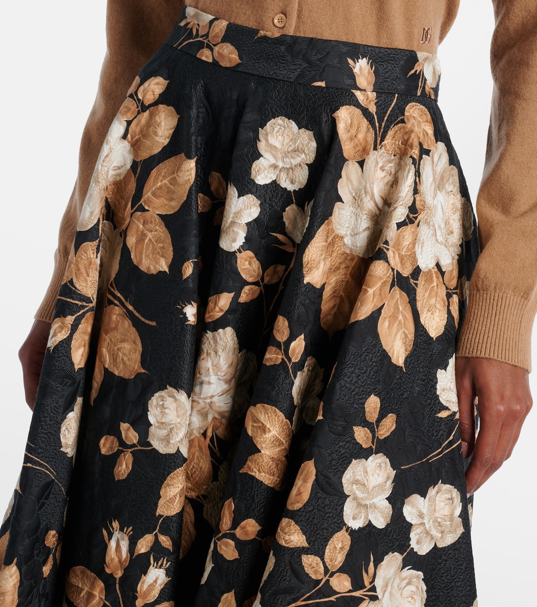 Cotton and silk-blend brocade midi skirt | Dolce&Gabbana