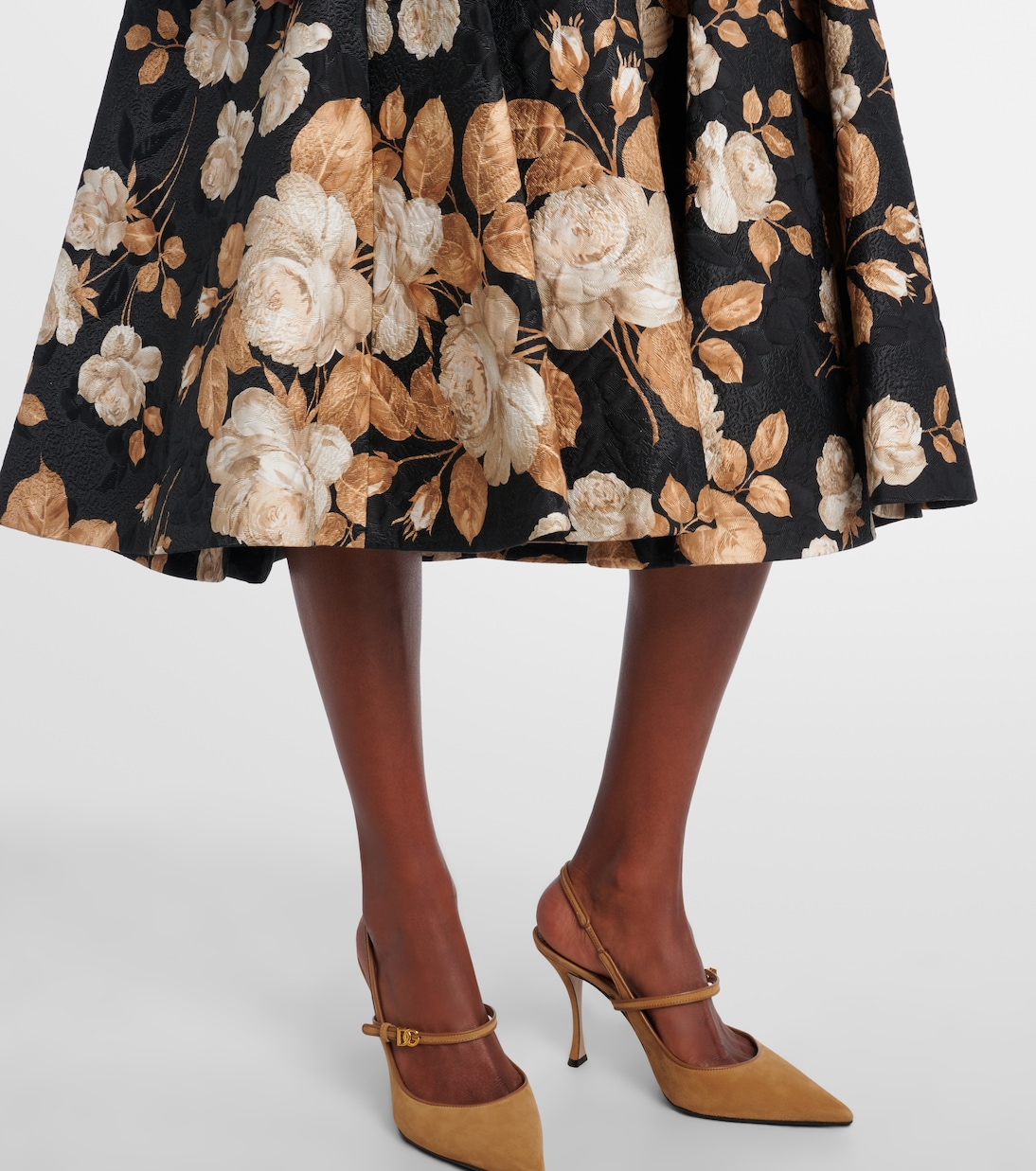 Cotton and silk-blend brocade midi skirt | Dolce&Gabbana