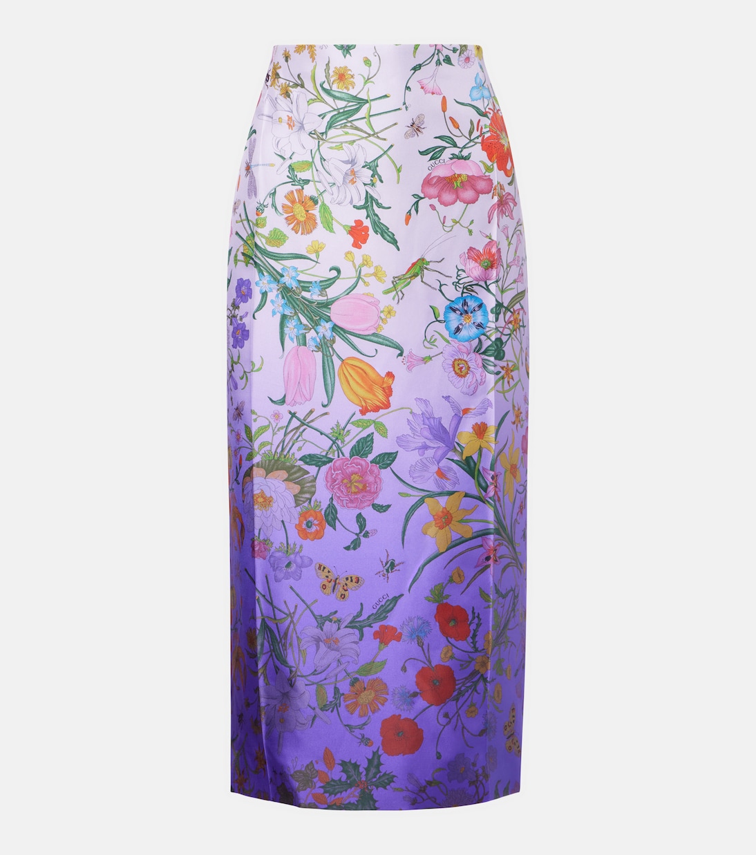 Jupe midi en soie à fleurs | Gucci