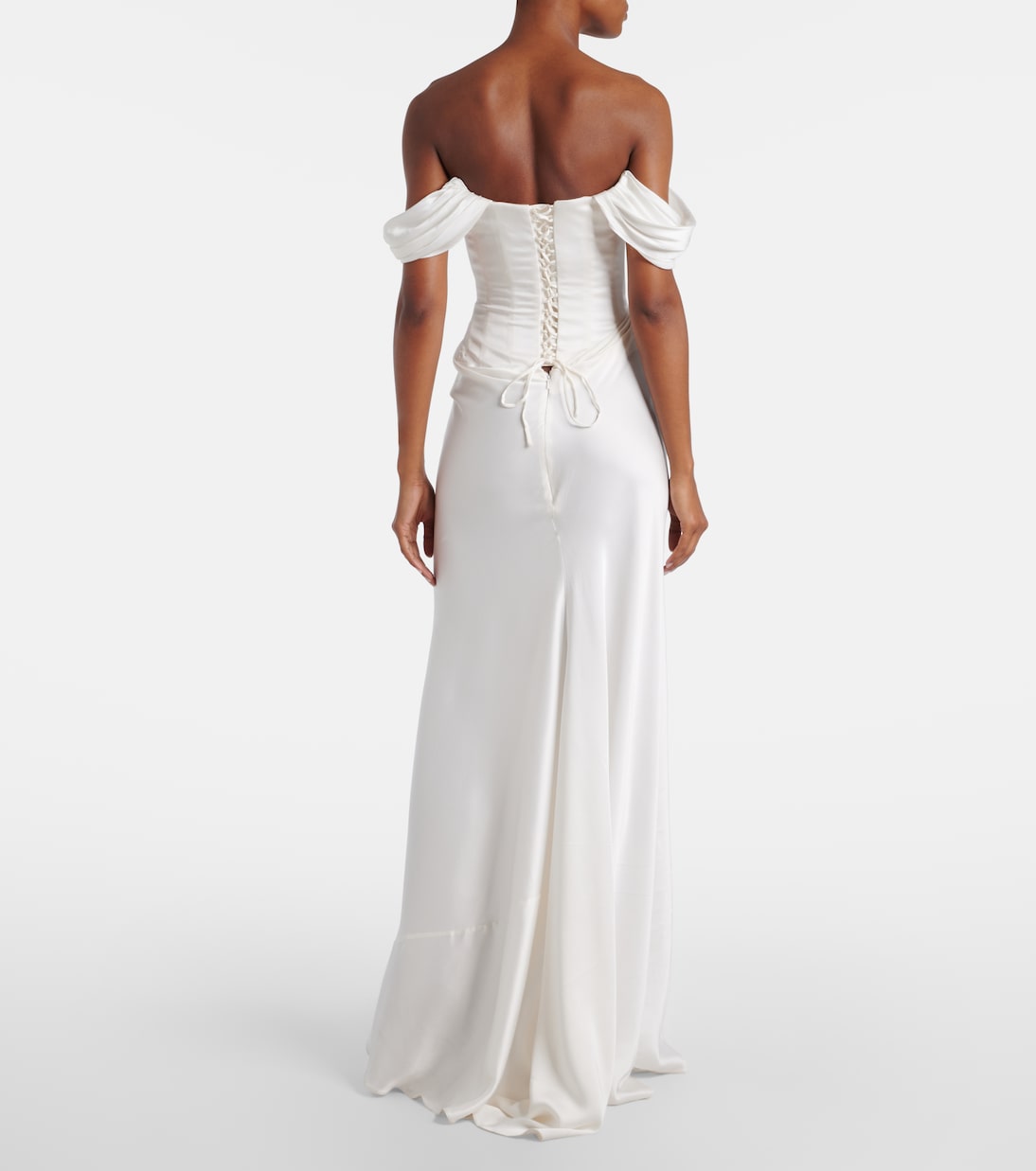 Robe longue Paloma en satin à perles fantaisie | Clio Peppiatt