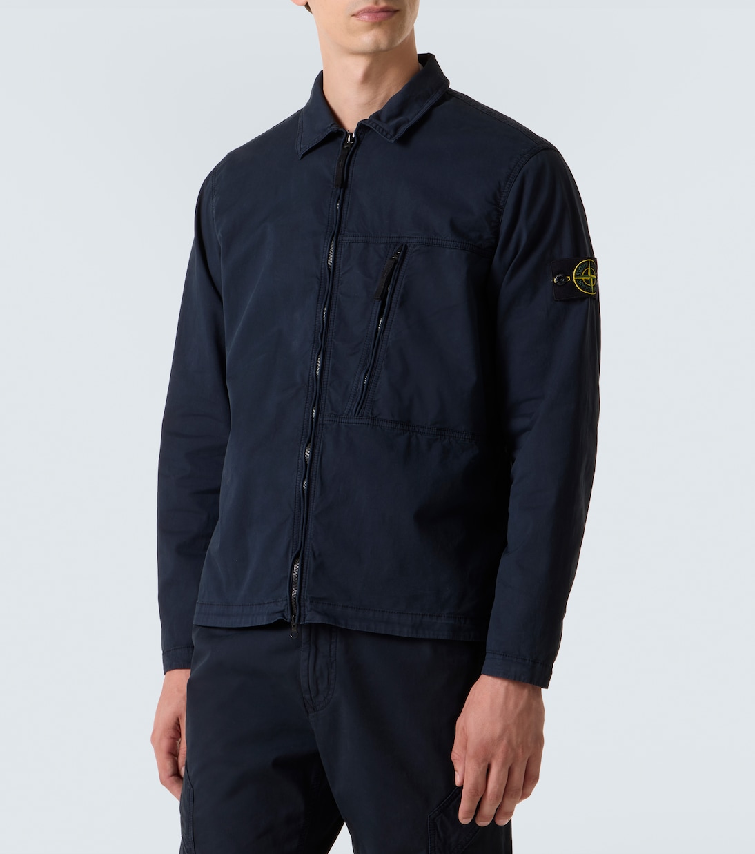 Cotton-blend twill zip-up overshirt | Stone Island