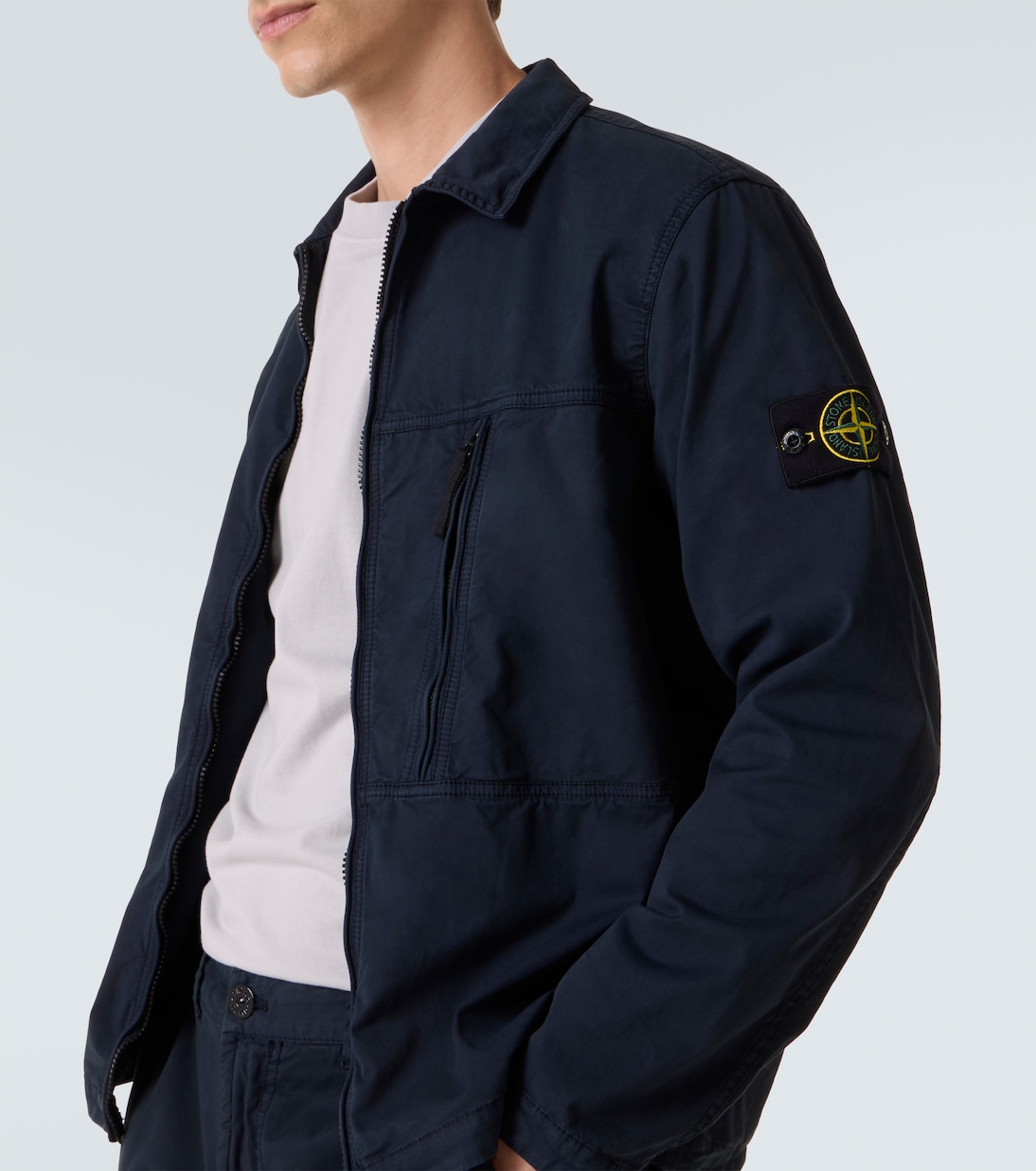 Cotton-blend twill zip-up overshirt | Stone Island